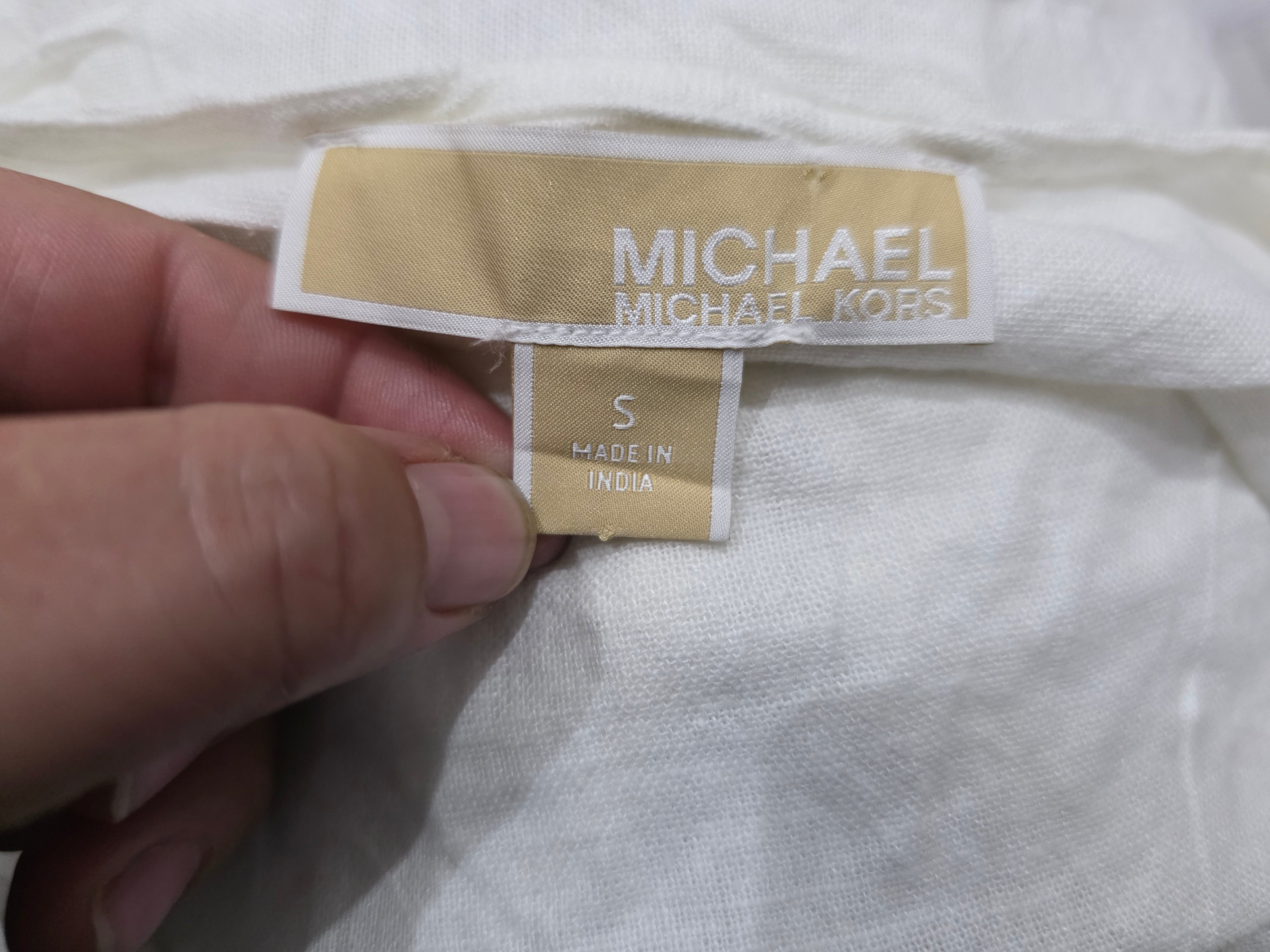 Blusa De Lino Michael Kors Blanca Mujer Chica Manga Corta
