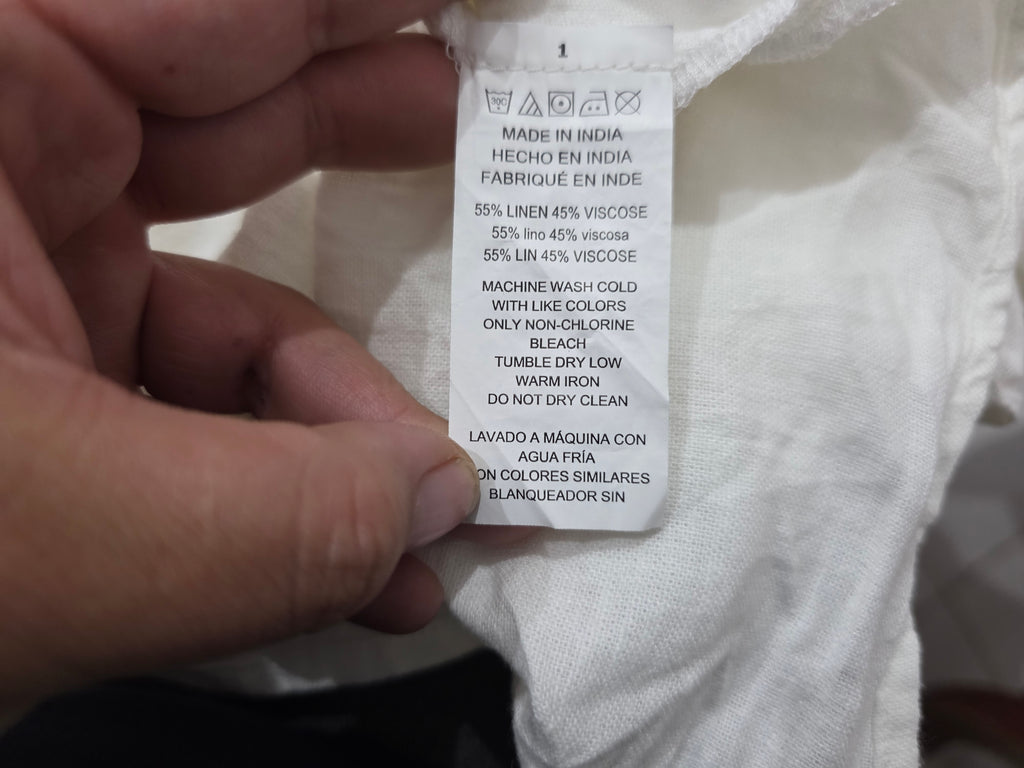 Blusa De Lino Michael Kors Blanca Mujer Chica Manga Corta