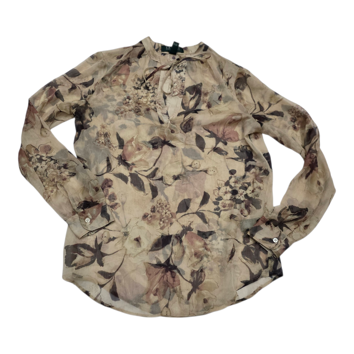 Blusa Ralph Lauren Transparente Color Cafe Talla Chica