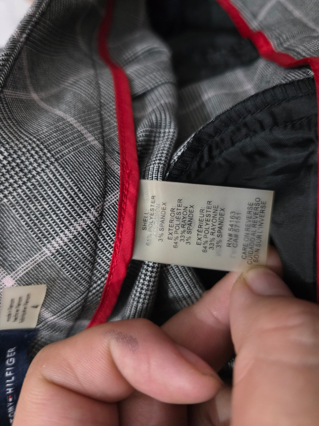 Pantalon Vestir Tommy Hilfiger Gris Cuadriculado Mujer 4