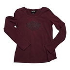 Playera Harley Davidson Mujer Talla Chica Vino Manga Larga