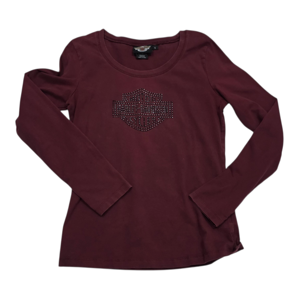 Playera Harley Davidson Mujer Talla Chica Vino Manga Larga