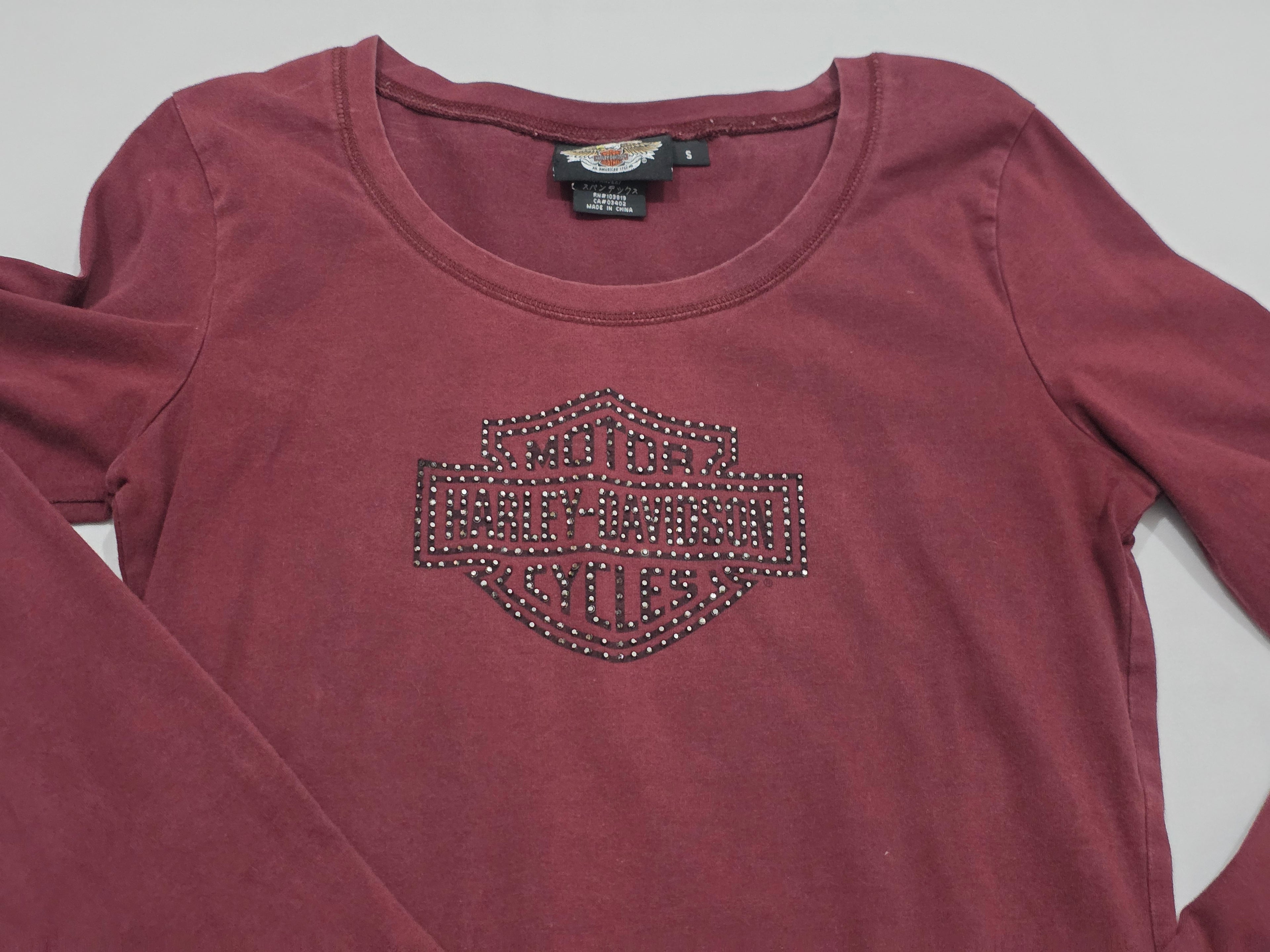 Playera Harley Davidson Mujer Talla Chica Vino Manga Larga