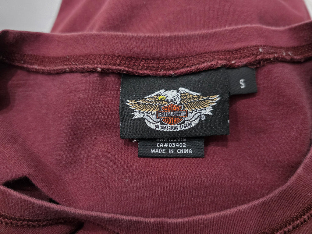 Playera Harley Davidson Mujer Talla Chica Vino Manga Larga