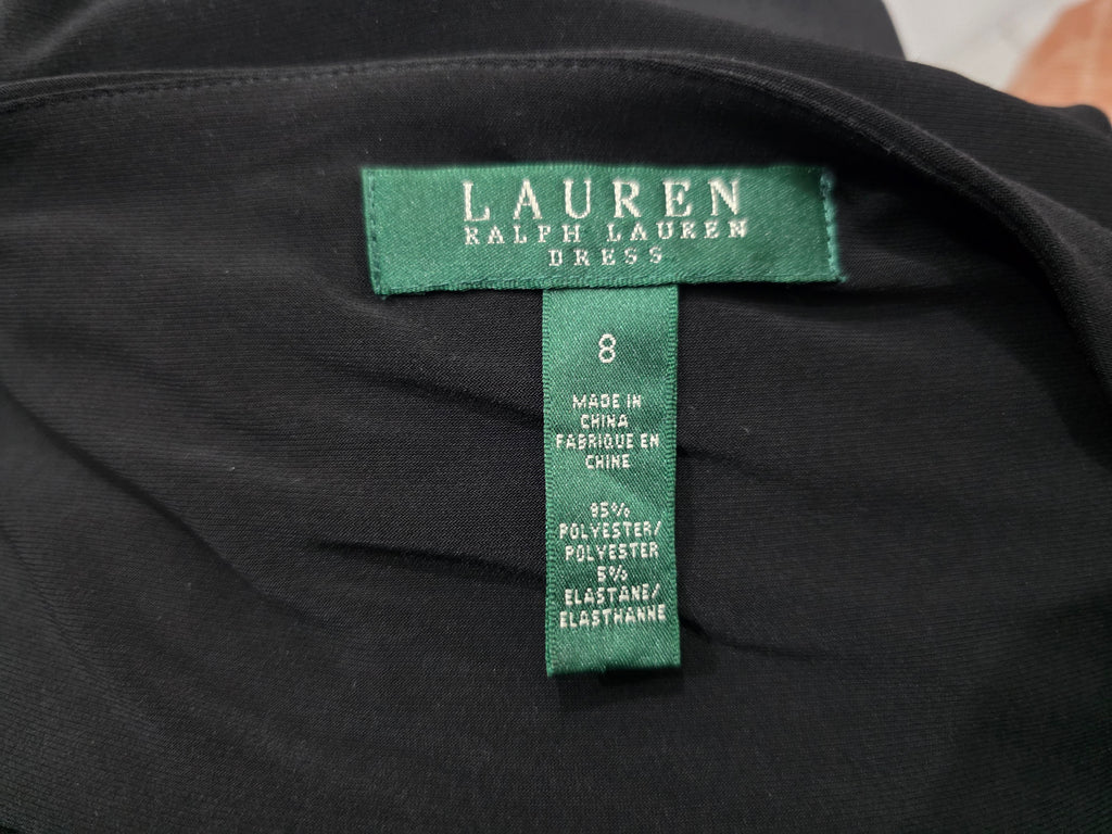 Vestido Ralph Lauren Manga Larga Color Negro Escote V
