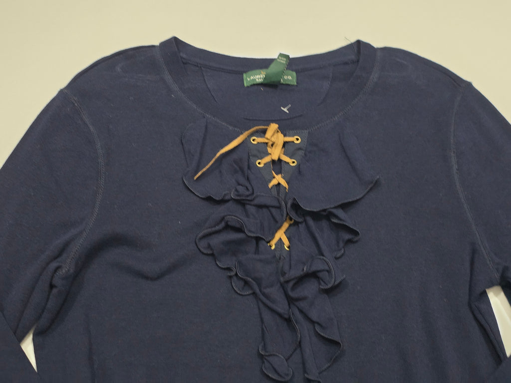 Playera Ralph Lauren Azul Con Cordones Mediana De Mujer