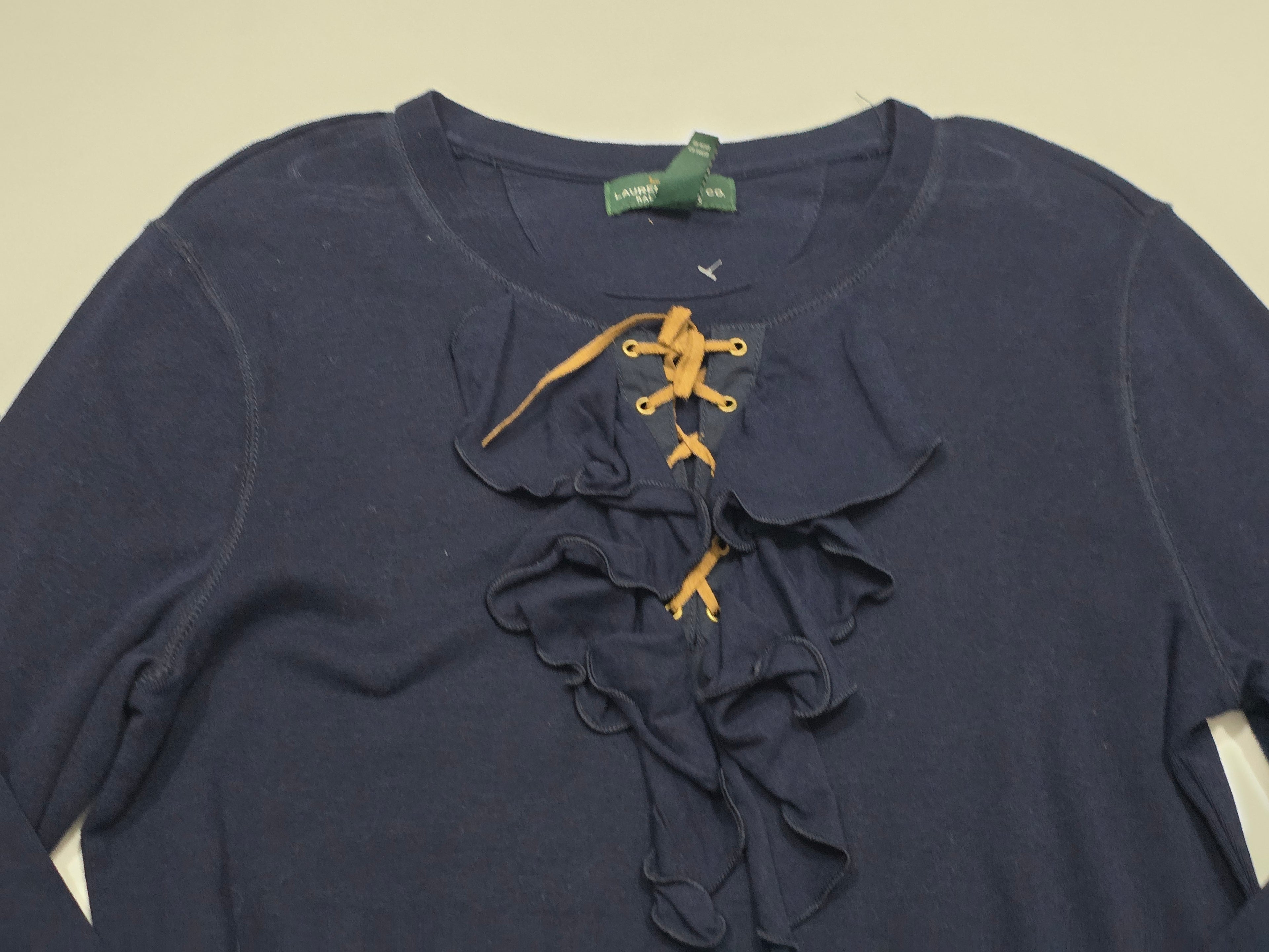 Playera Ralph Lauren Azul Con Cordones Mediana De Mujer