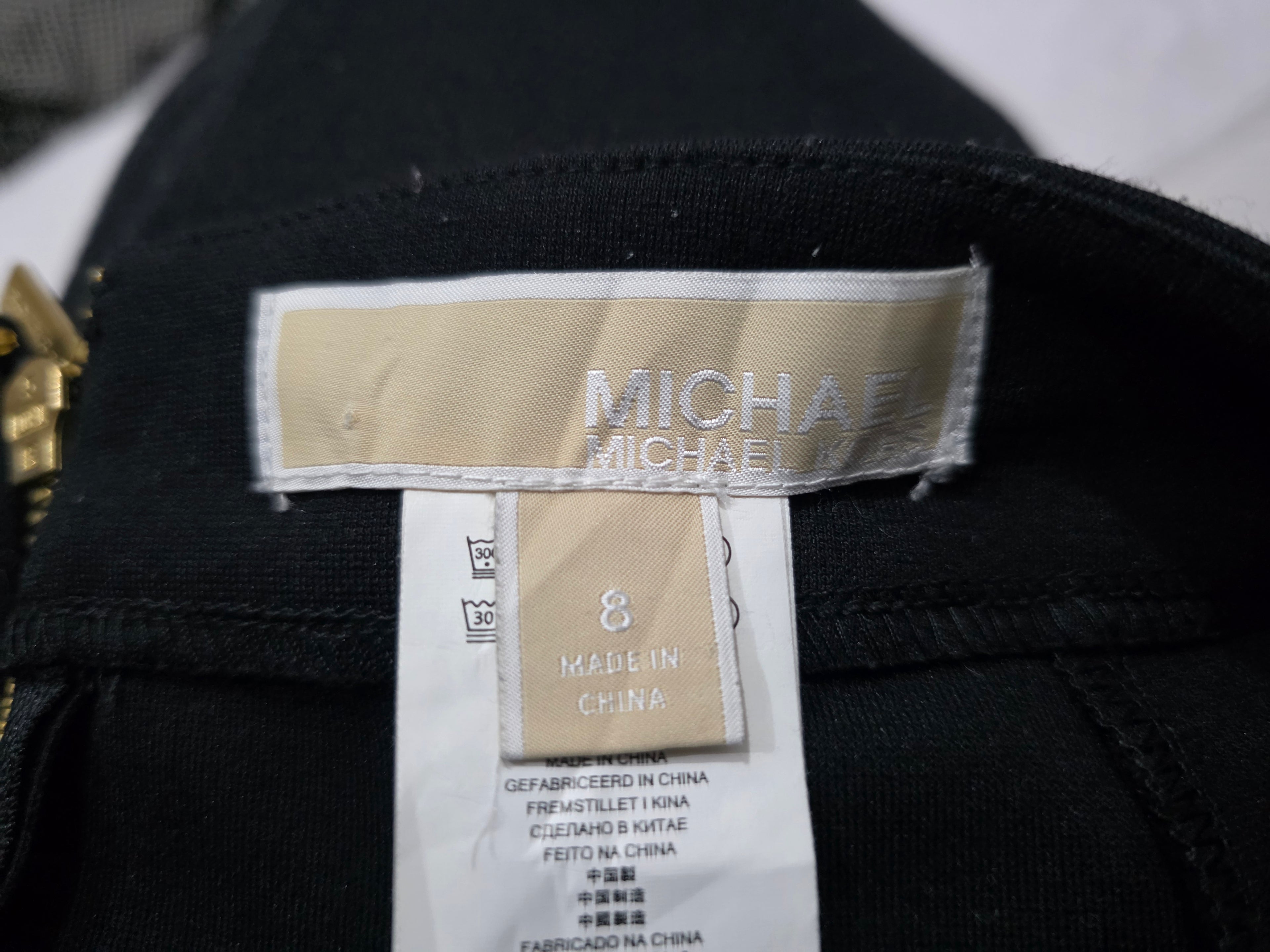 Falda Michael Kors Corte Lápiz Negra Con Vinipiel Talla