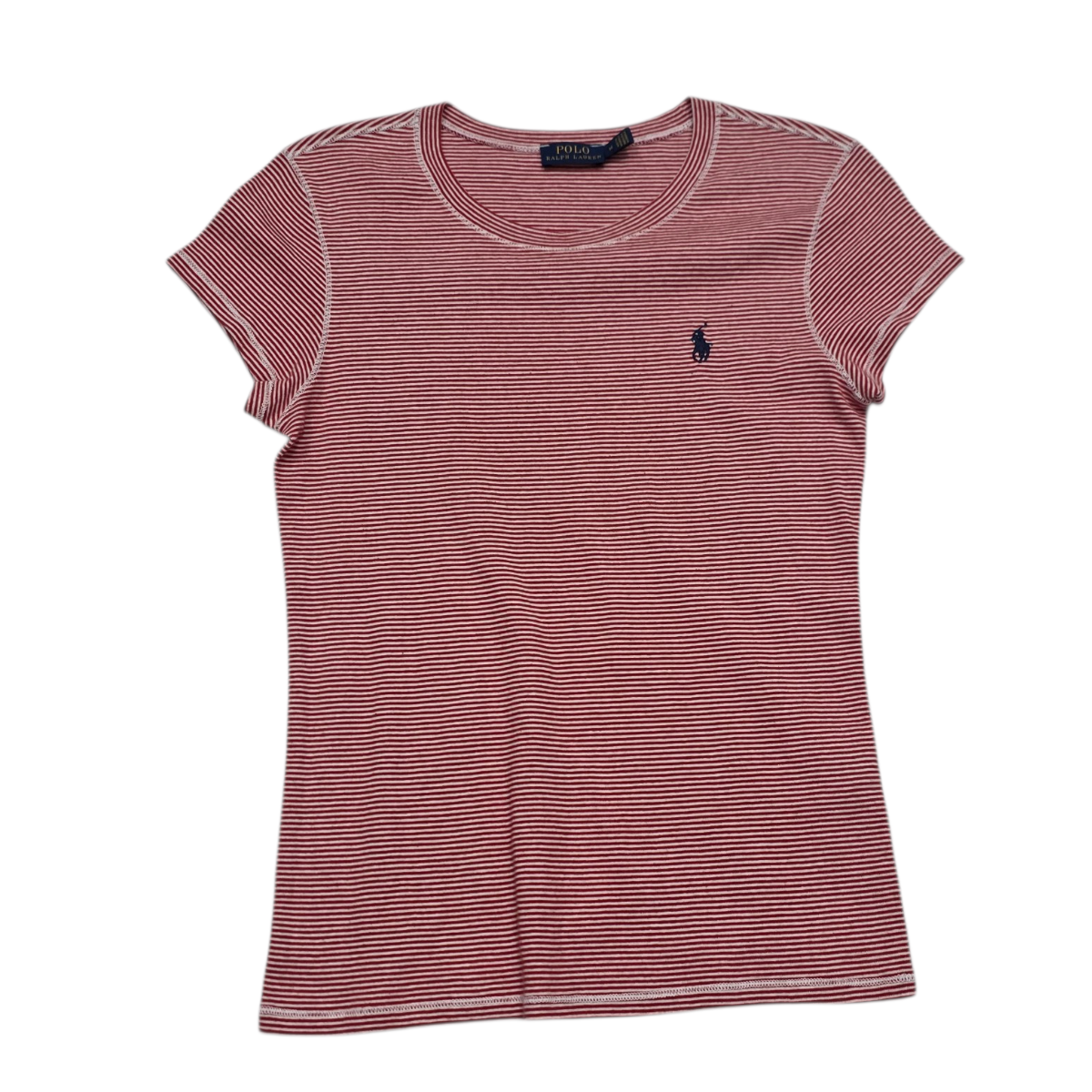 Playera Polo Ralph Lauren Mediana De Mujer Roja Rayada