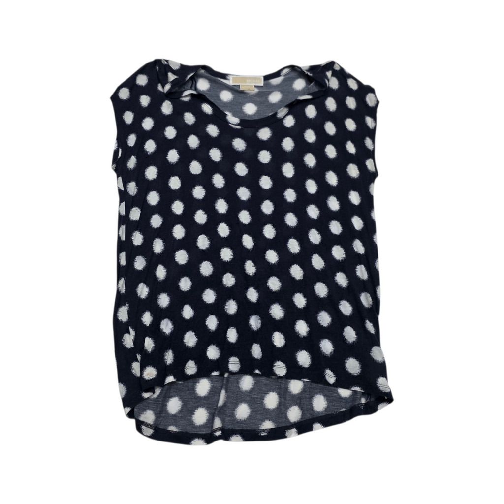 Blusa Michael Kors Mediana Petite Azul Con Lunares Blanco