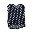 Blusa Michael Kors Mediana Petite Azul Con Lunares Blanco