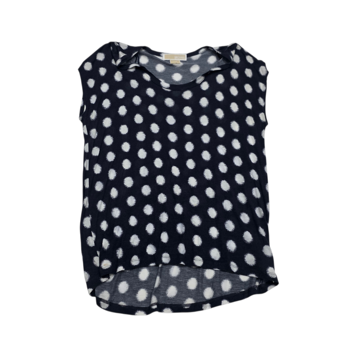 Blusa Michael Kors Mediana Petite Azul Con Lunares Blanco