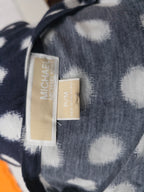 Blusa Michael Kors Mediana Petite Azul Con Lunares Blanco