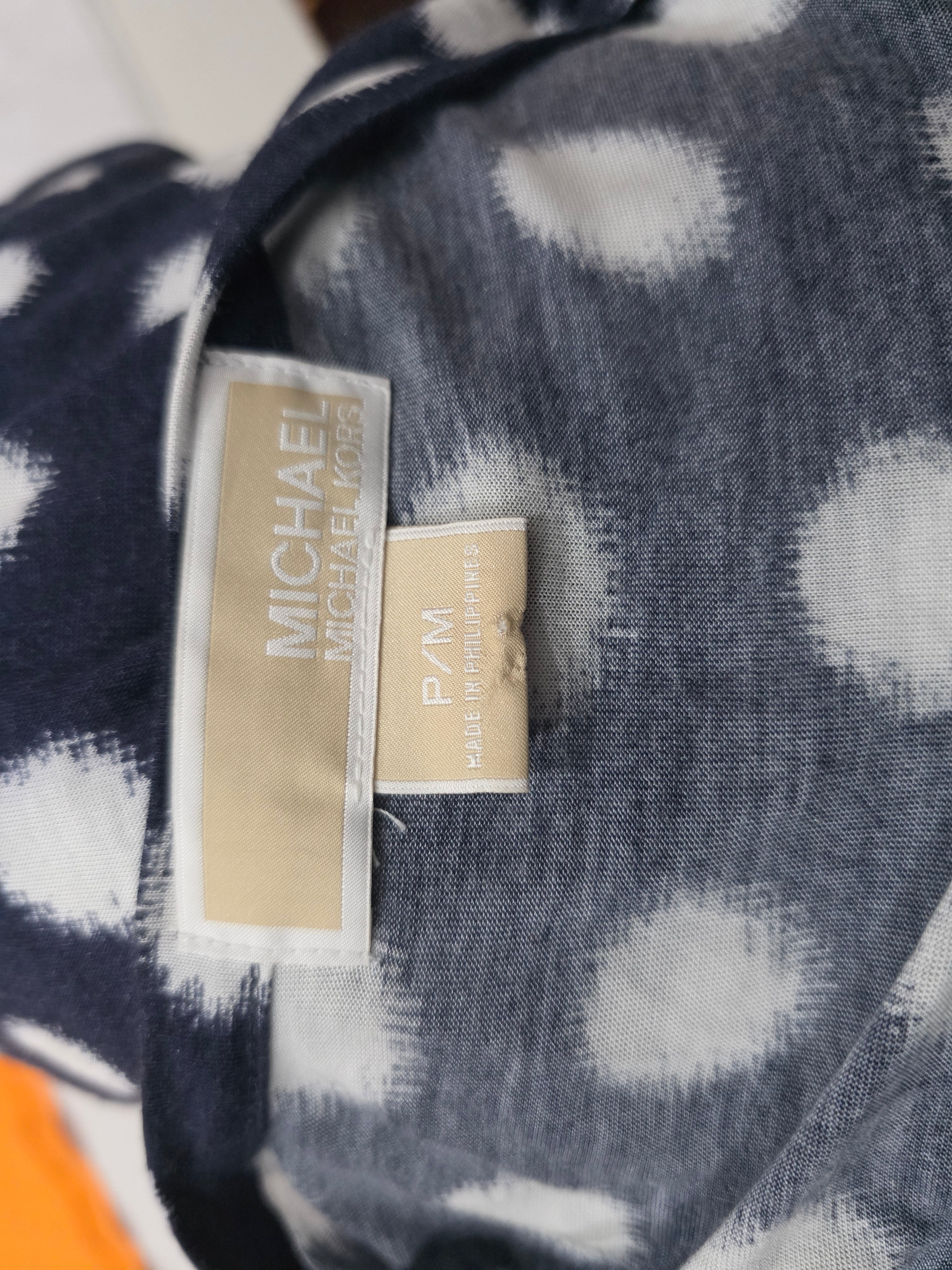 Blusa Michael Kors Mediana Petite Azul Con Lunares Blanco