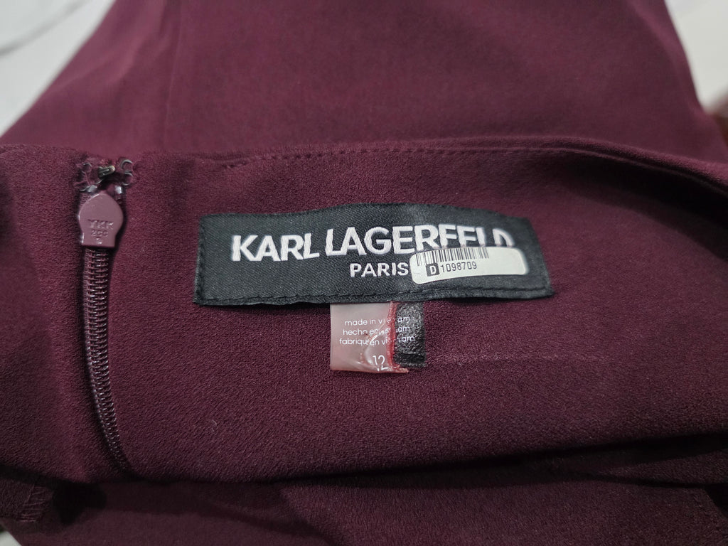 Vestido Karl Lagerfeld De Mujer Talla 12 Color Vino
