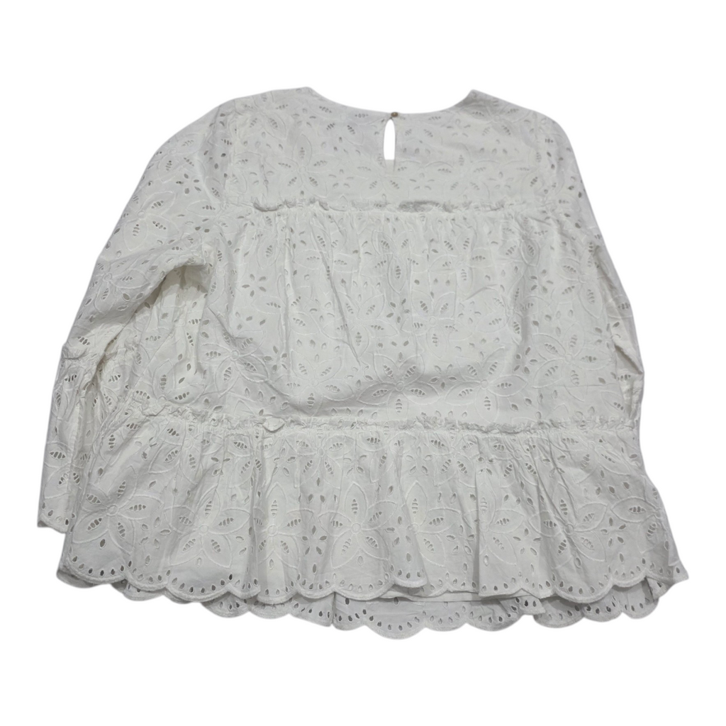 Blusa Encaje Vineyard Vines Blanca Manga Larga Mujer Grande