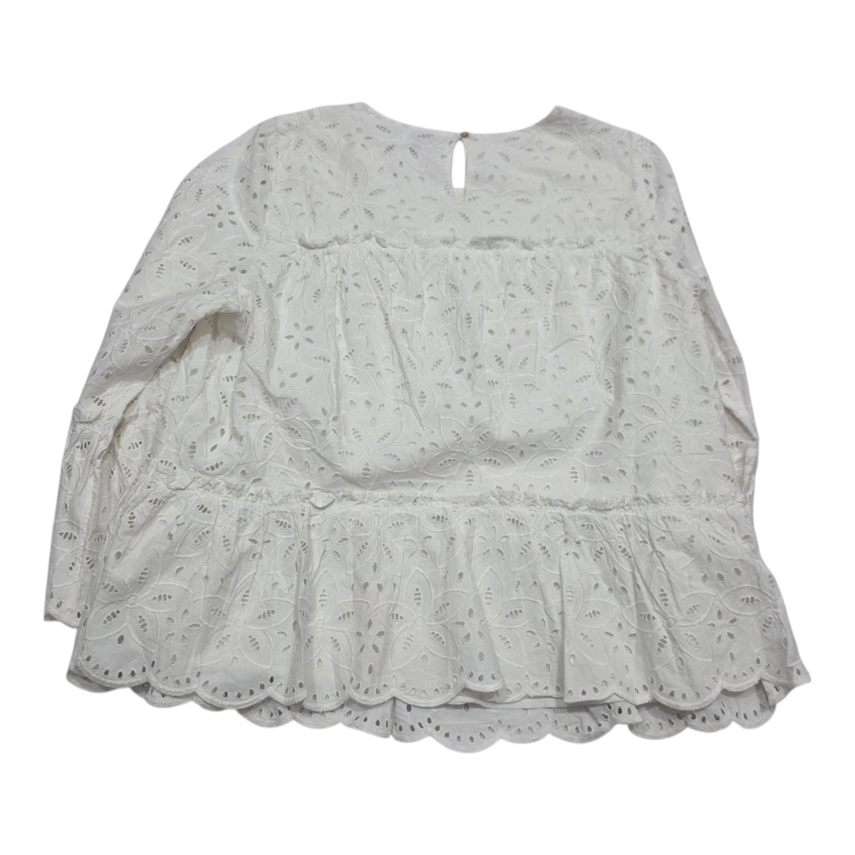 Blusa Encaje Vineyard Vines Blanca Manga Larga Mujer Grande