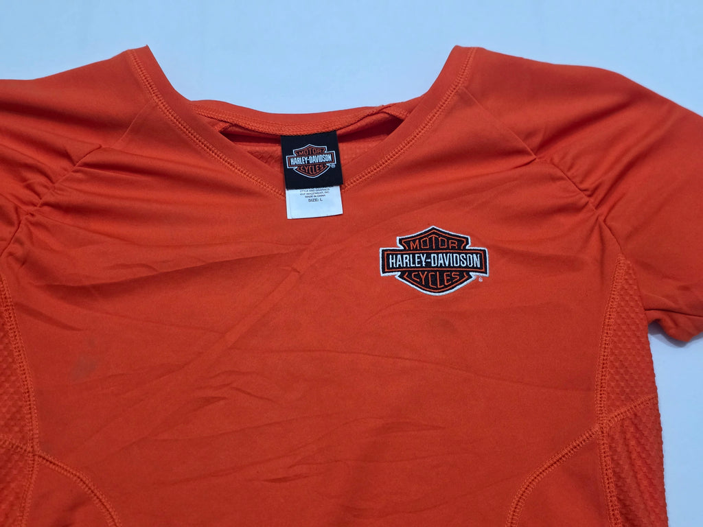 Playera Harley Davidson Mujer Grande Naranja Manga Corta