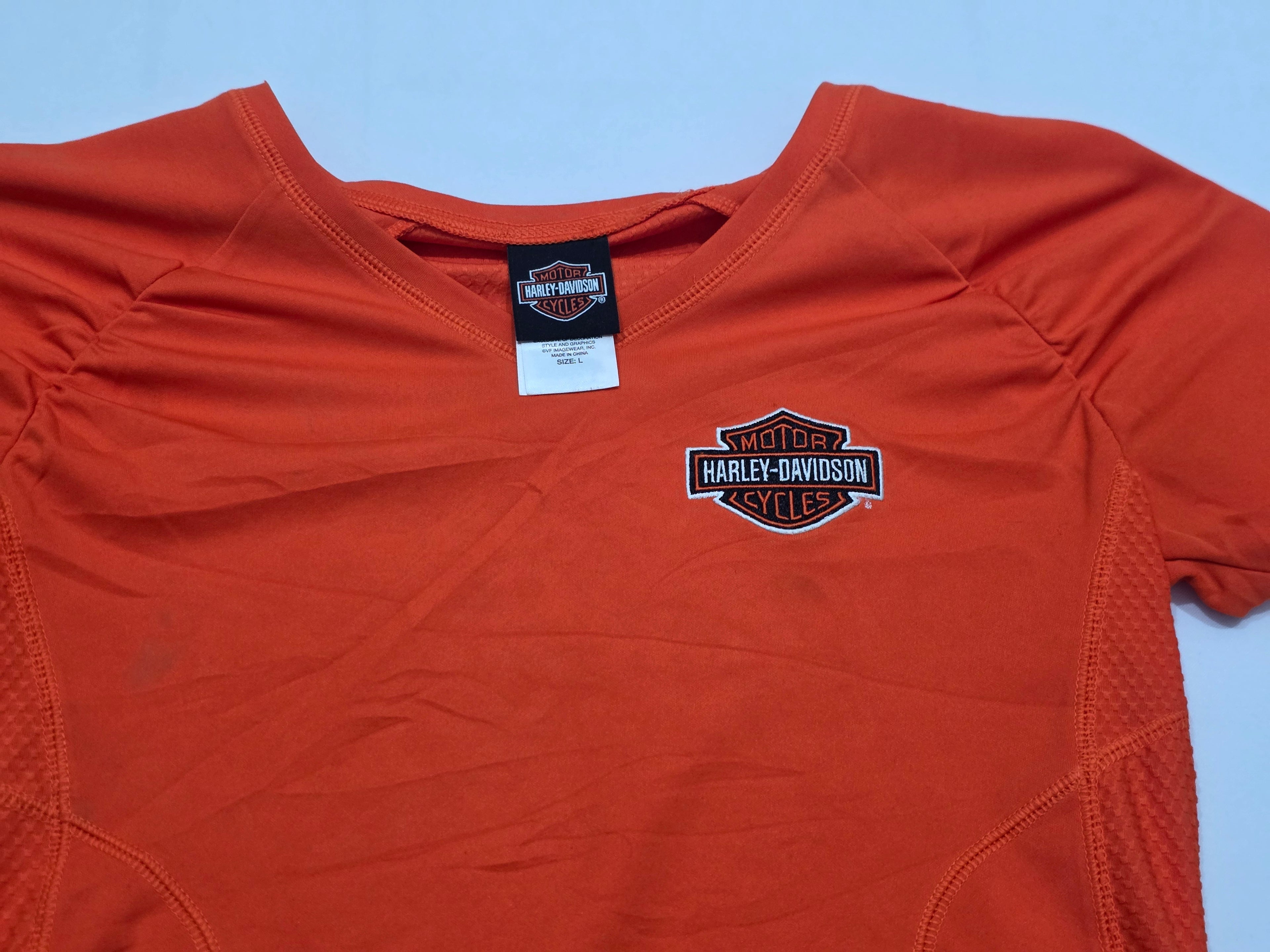 Playera Harley Davidson Mujer Grande Naranja Manga Corta