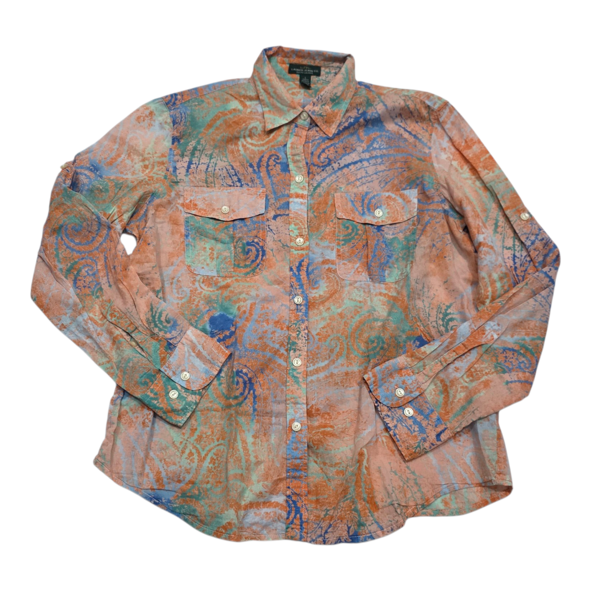 Camisa Ralph Lauren Multicolor De Mujer Color Naranja Grande