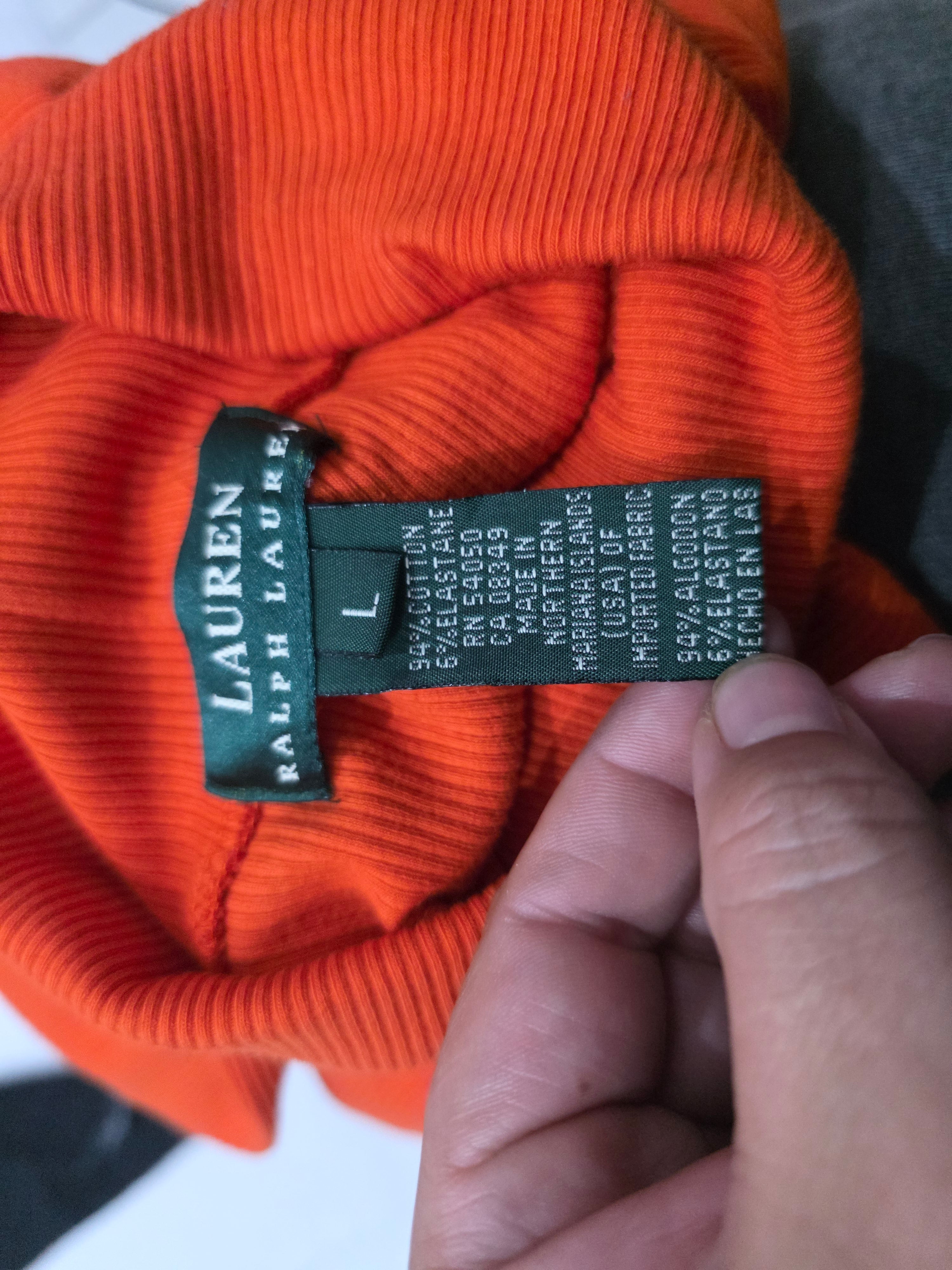 Playera Ralph Lauren Naranja Turtle Neck De Mujer Grande