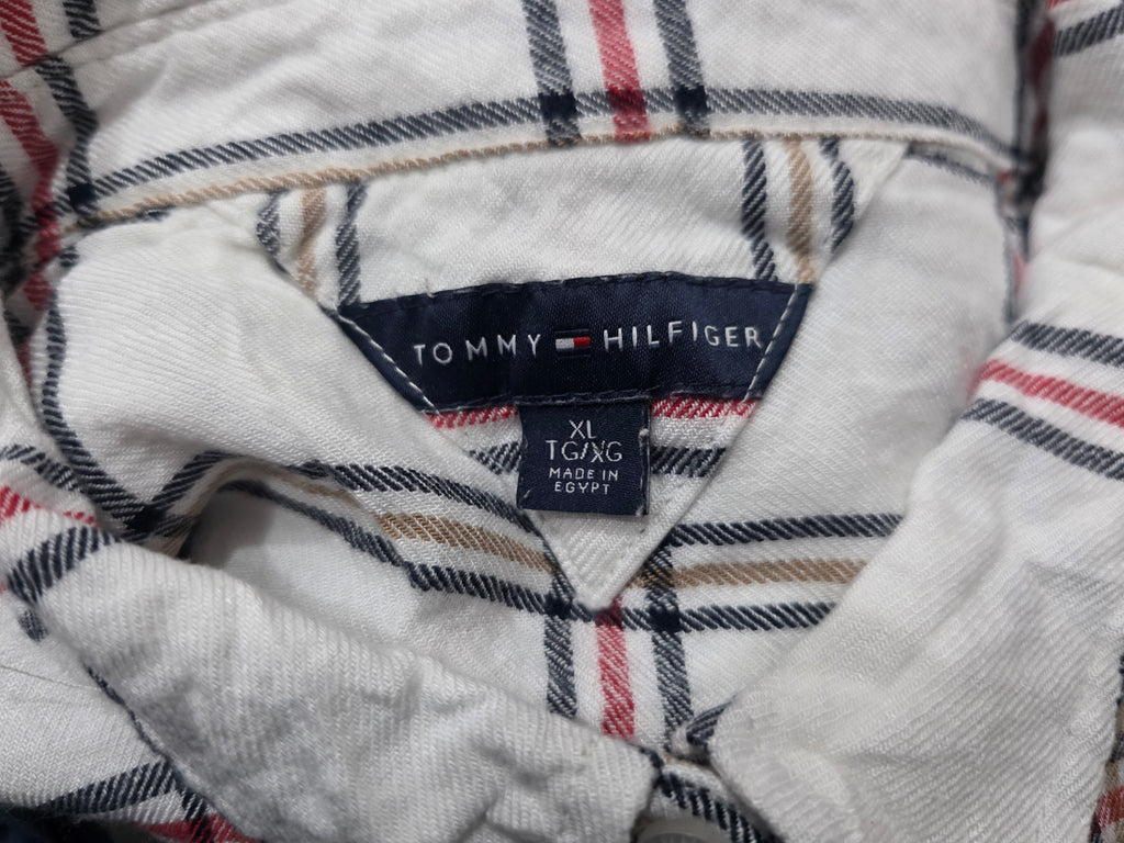 Camisa Tommy Hilfiger Extra Grande Mujer Blanca Con Cuadros