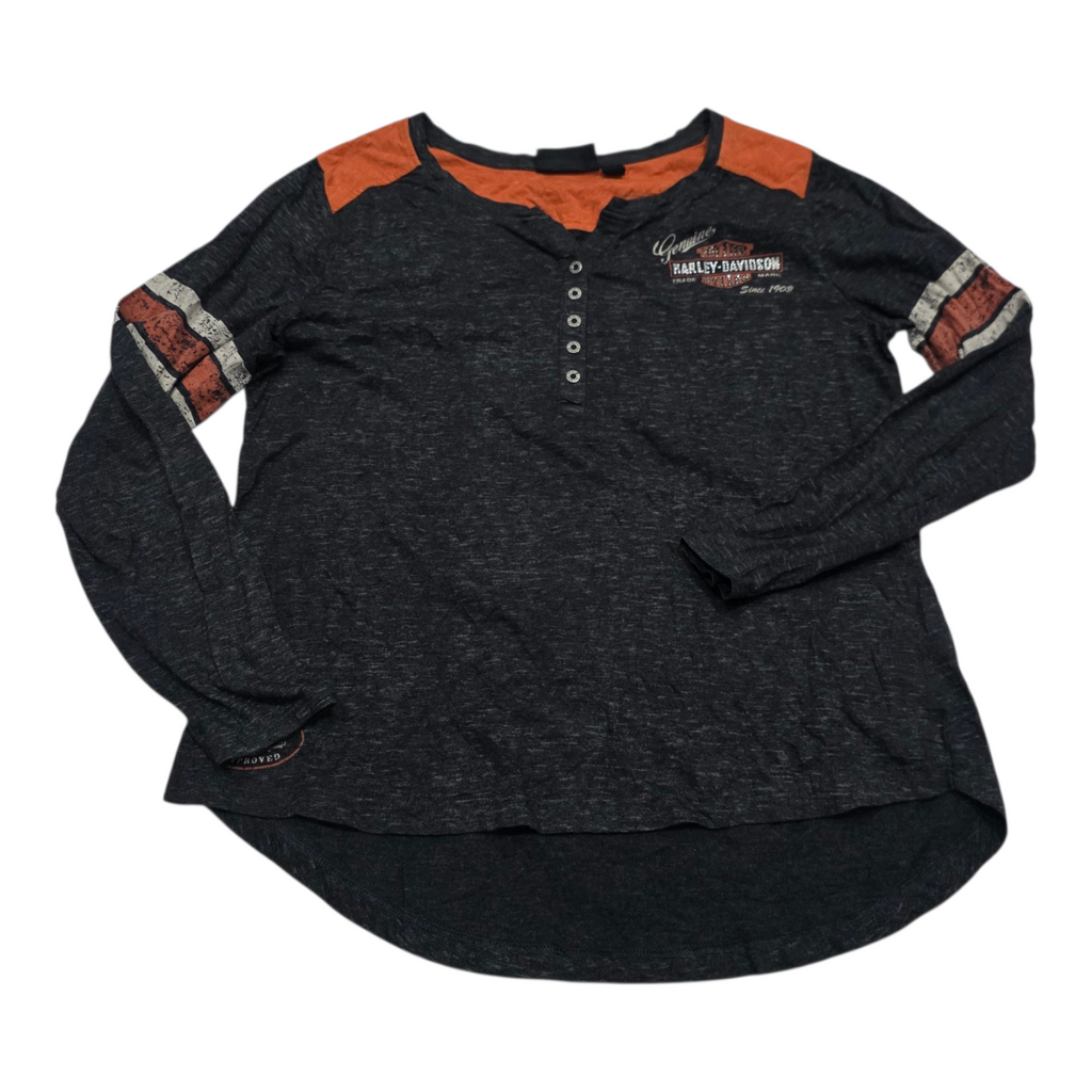 Playera Harley Davidson De Mujer Extra Grande Gris/naranja