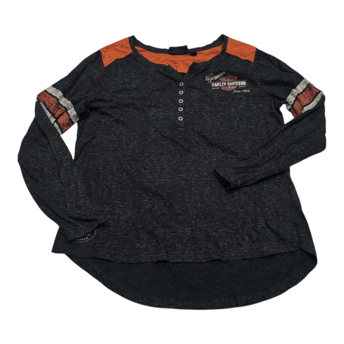 Playera Harley Davidson De Mujer Extra Grande Gris/naranja