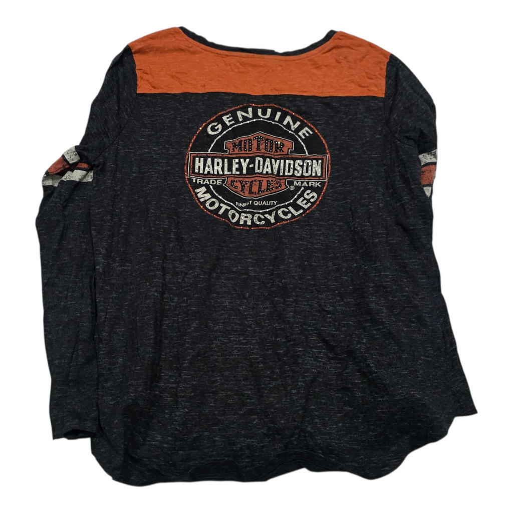 Playera Harley Davidson De Mujer Extra Grande Gris/naranja