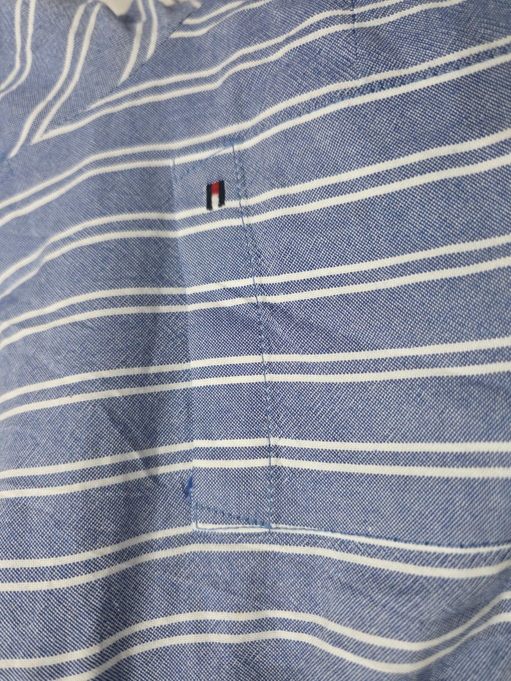 Camisa Tommy Hilfiger De Mujer Extra Grande Azul Con Lineas