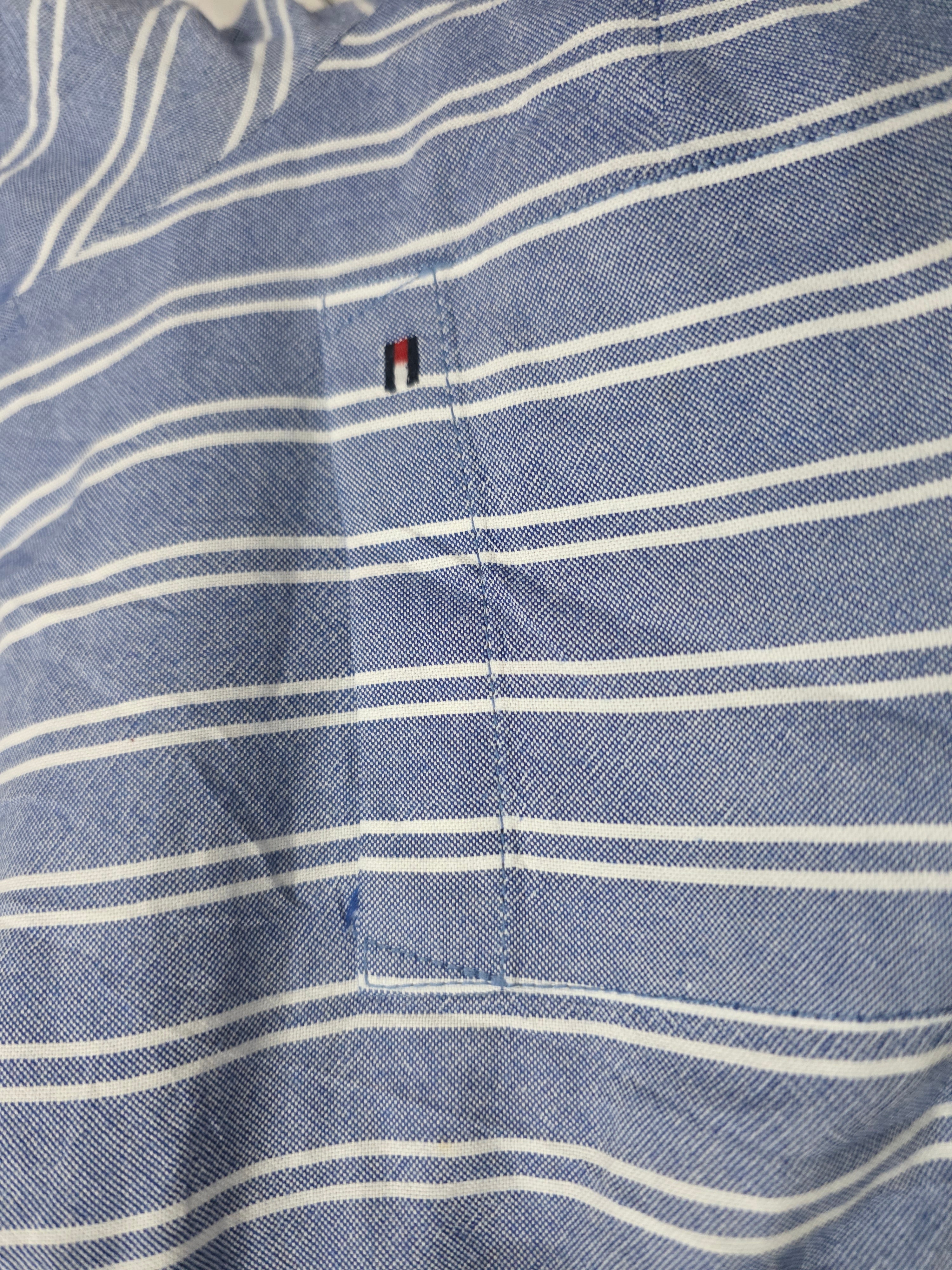 Camisa Tommy Hilfiger De Mujer Extra Grande Azul Con Lineas