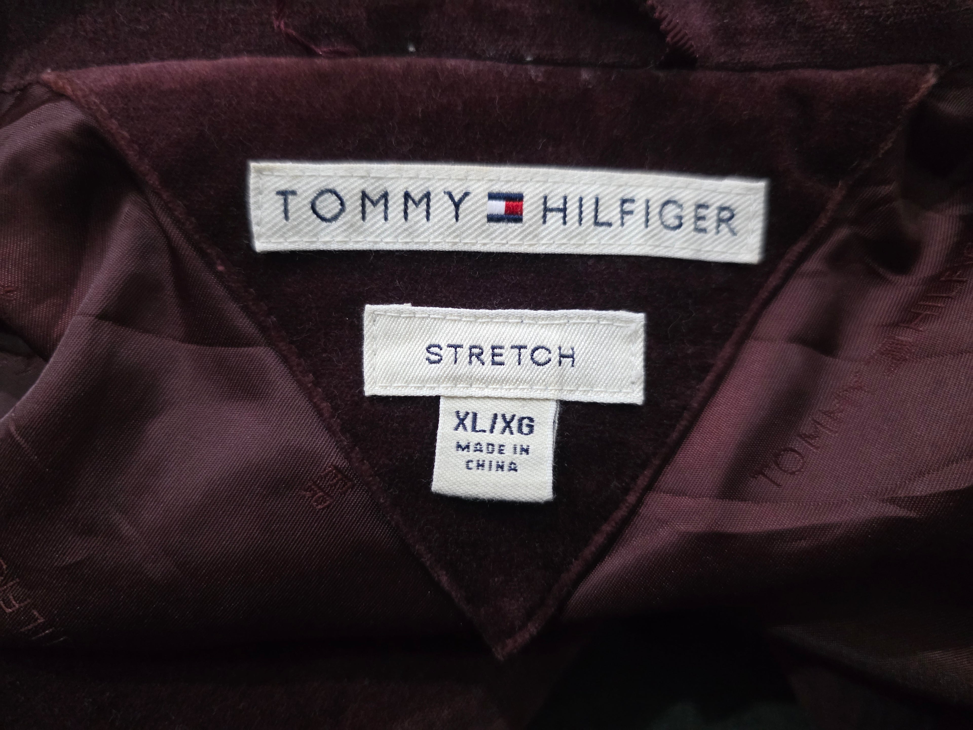 Blazer Tommy Hilfiger Terciopelo Vino Extra Grande Stretch
