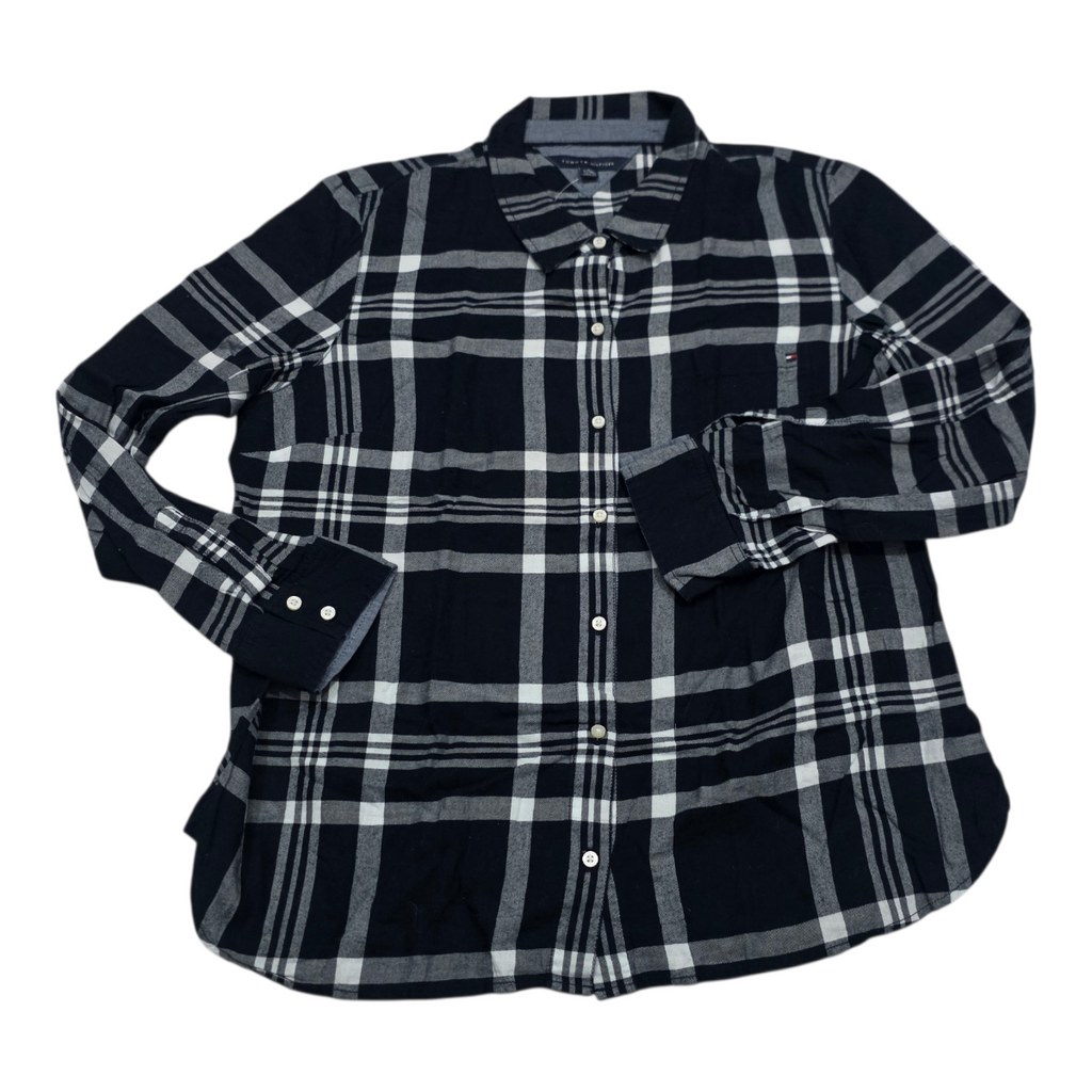 Camisa Tommy Hilfigermujer Extra Grande Azul Cuadros Blanco