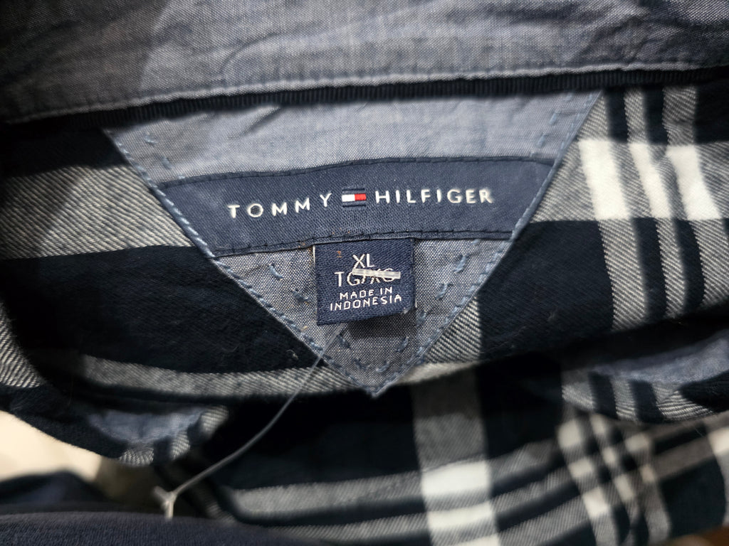 Camisa Tommy Hilfigermujer Extra Grande Azul Cuadros Blanco