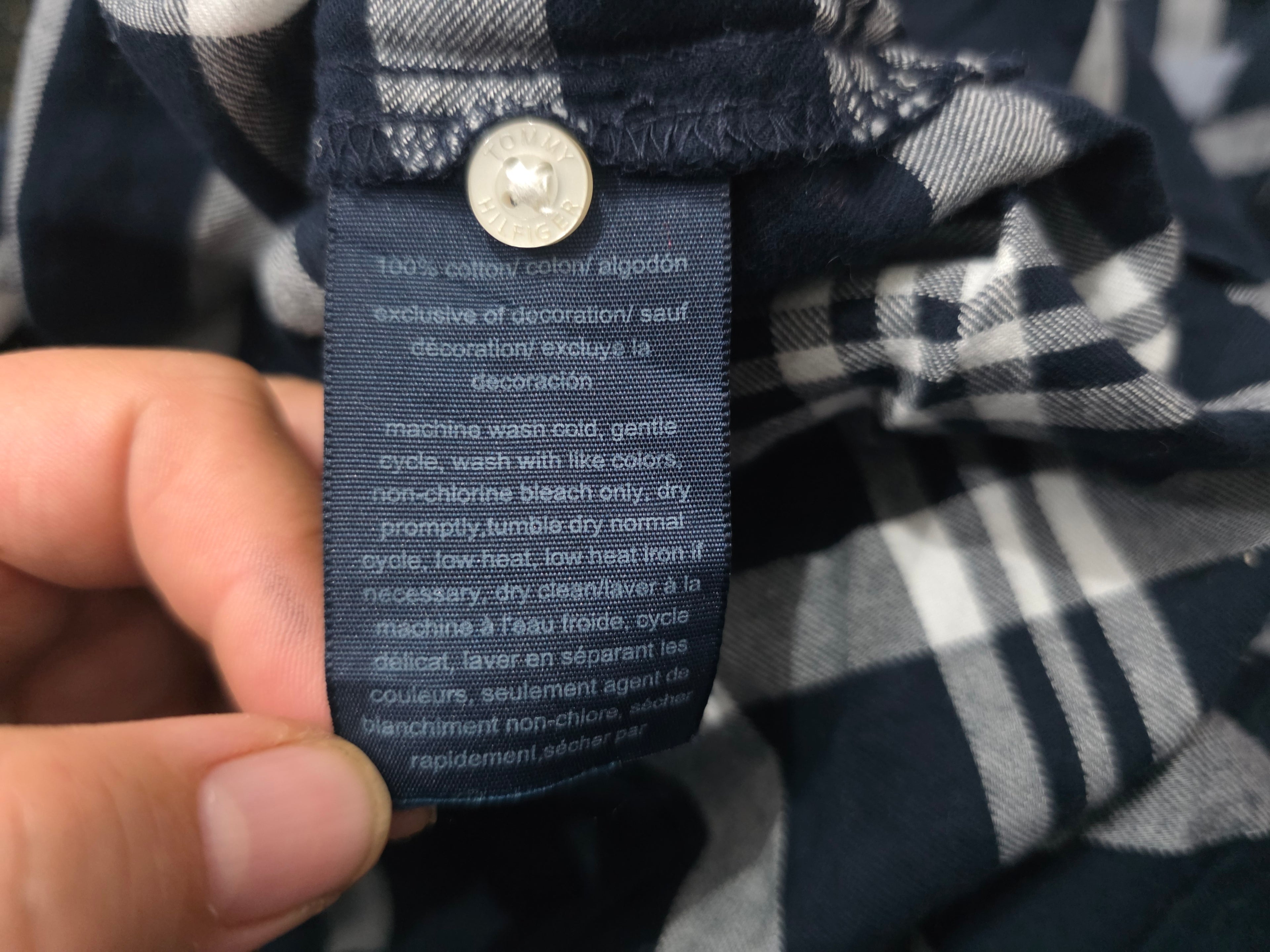 Camisa Tommy Hilfigermujer Extra Grande Azul Cuadros Blanco