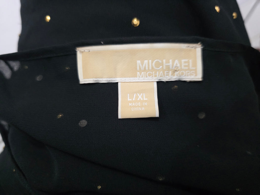 Blusa Michael Kors Transparencia Y Brillos L/xl Color Negro