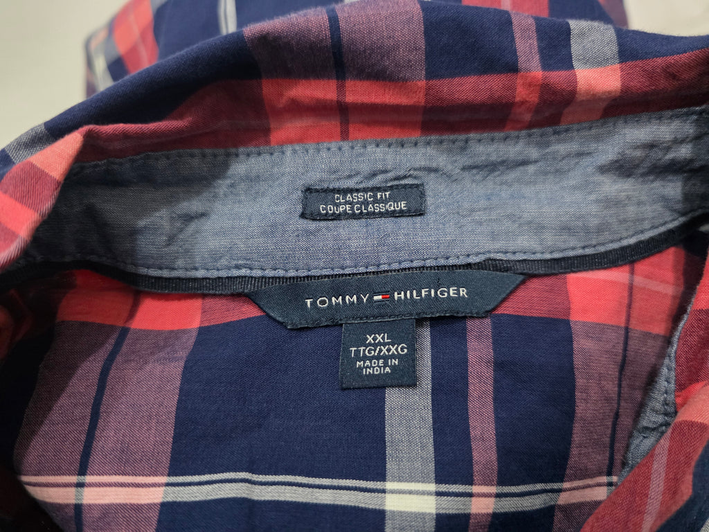 Camisa Tommy Hilfiger Classic Fit Mujer Azul/rosa Talla Xxl