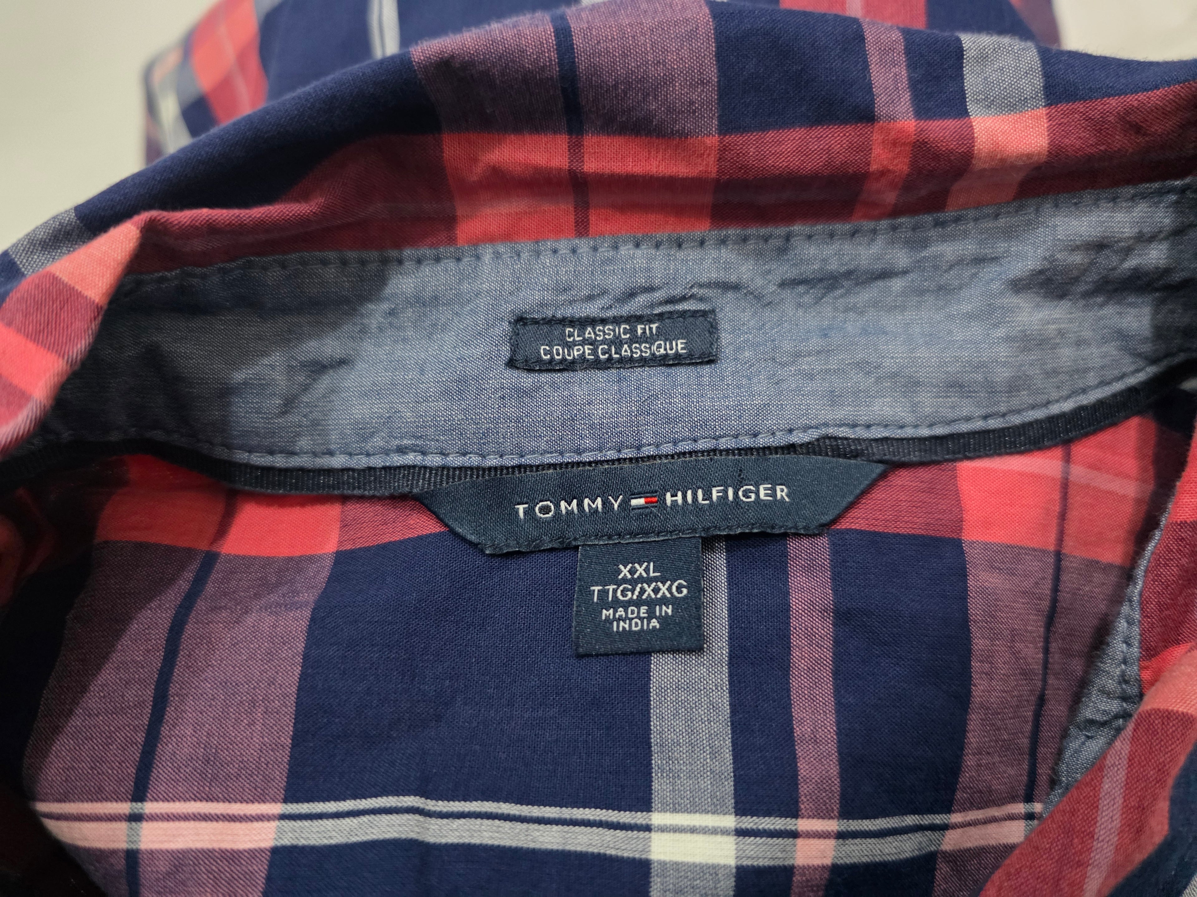 Camisa Tommy Hilfiger Classic Fit Mujer Azul/rosa Talla Xxl
