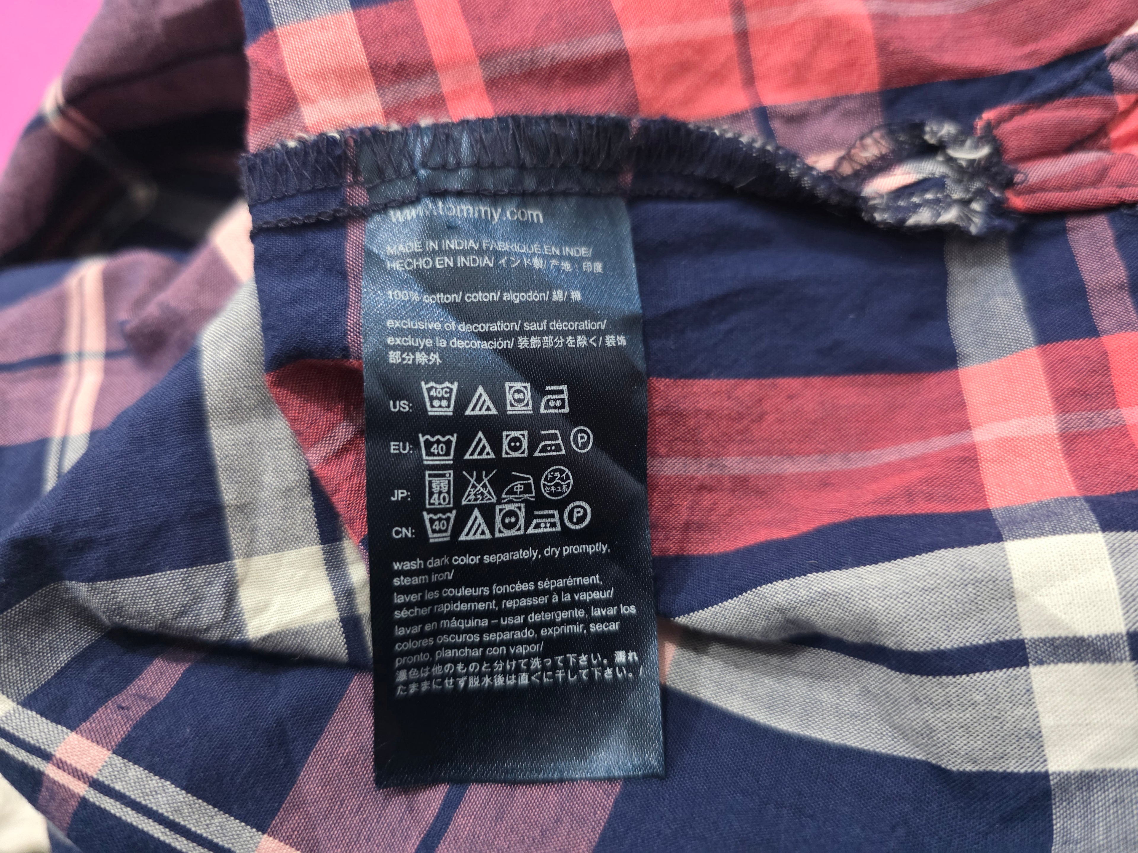 Camisa Tommy Hilfiger Classic Fit Mujer Azul/rosa Talla Xxl