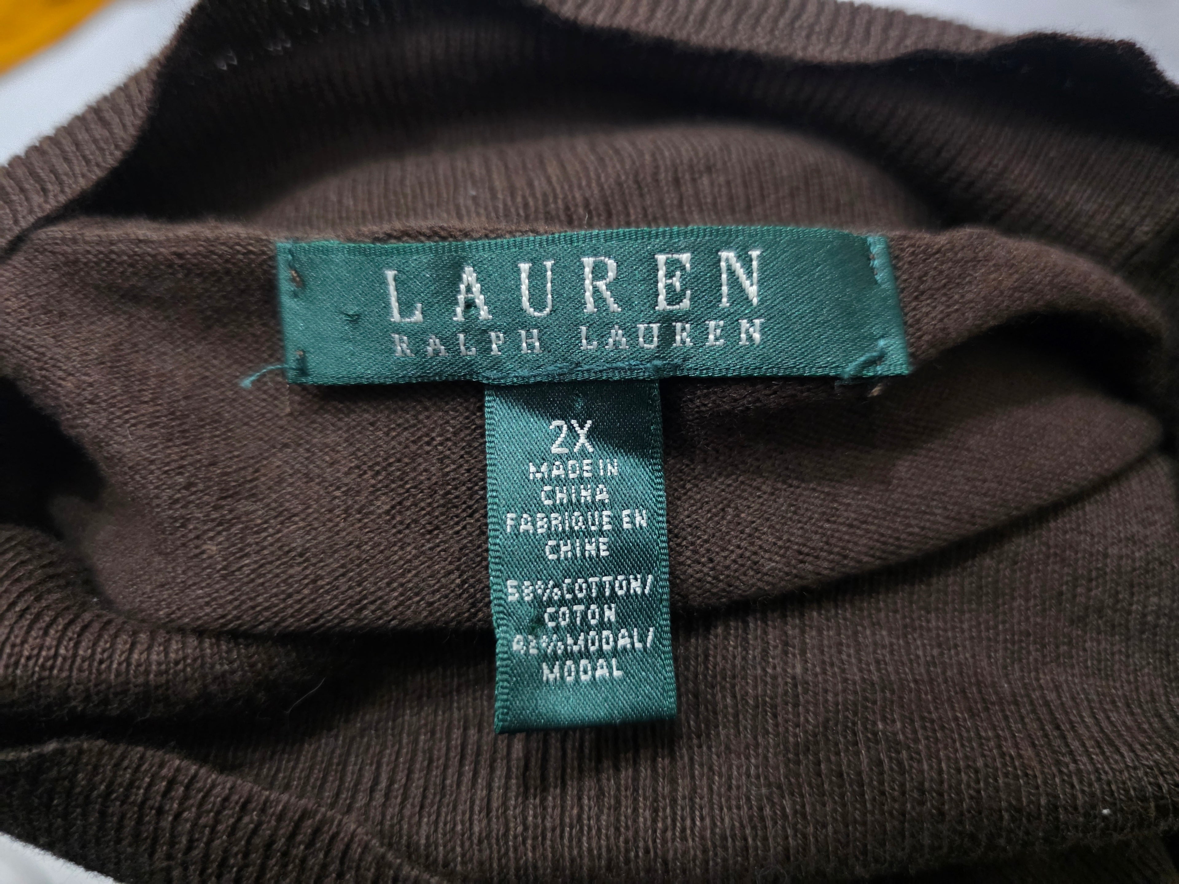 Blusa Ralph Lauren Cafe Turtle Neck Talla 2x Color Cafe