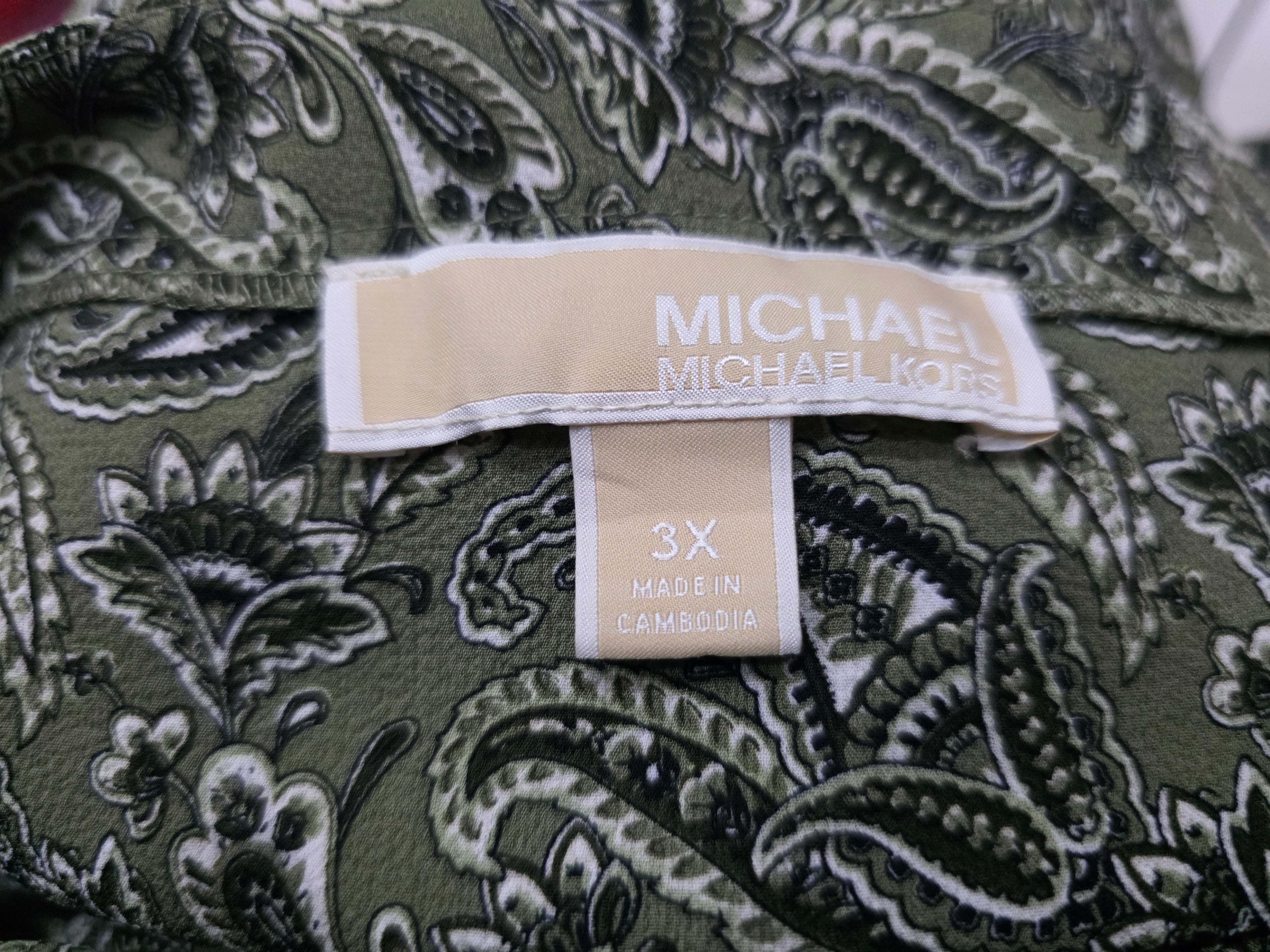 Blusa Michael Kors De Mujer Color Verde Con Figuras Talla 3x