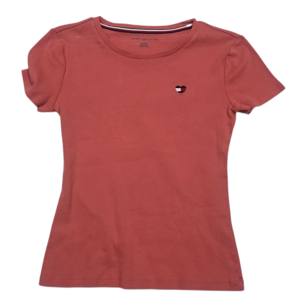 Playera Tommy Hilfiger Mujer Extra Chica Coral Manga Corta
