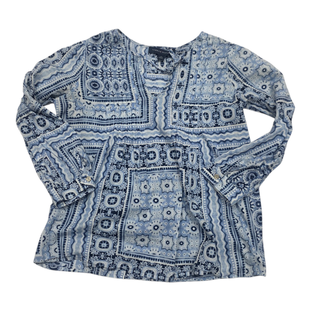 Blusa Tommy Hilfiger Azul/blanco Manga Larga Ligera