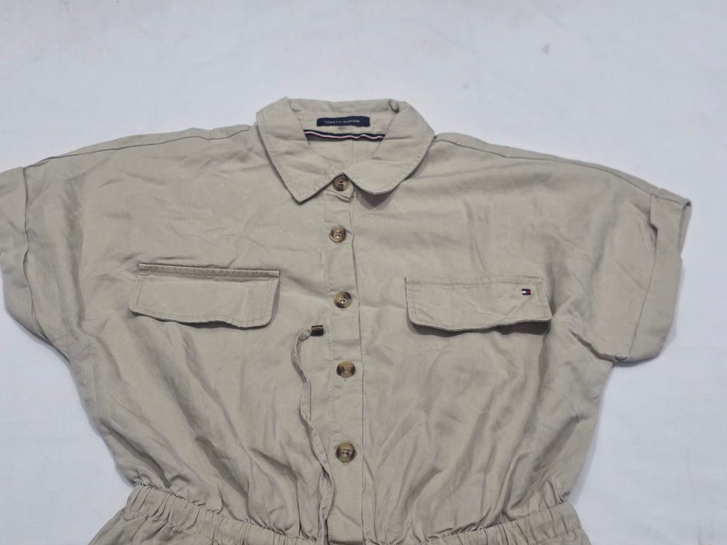 Vestido Tommy Hilfiger Mujer Talla 4 Cafe Manga Corta