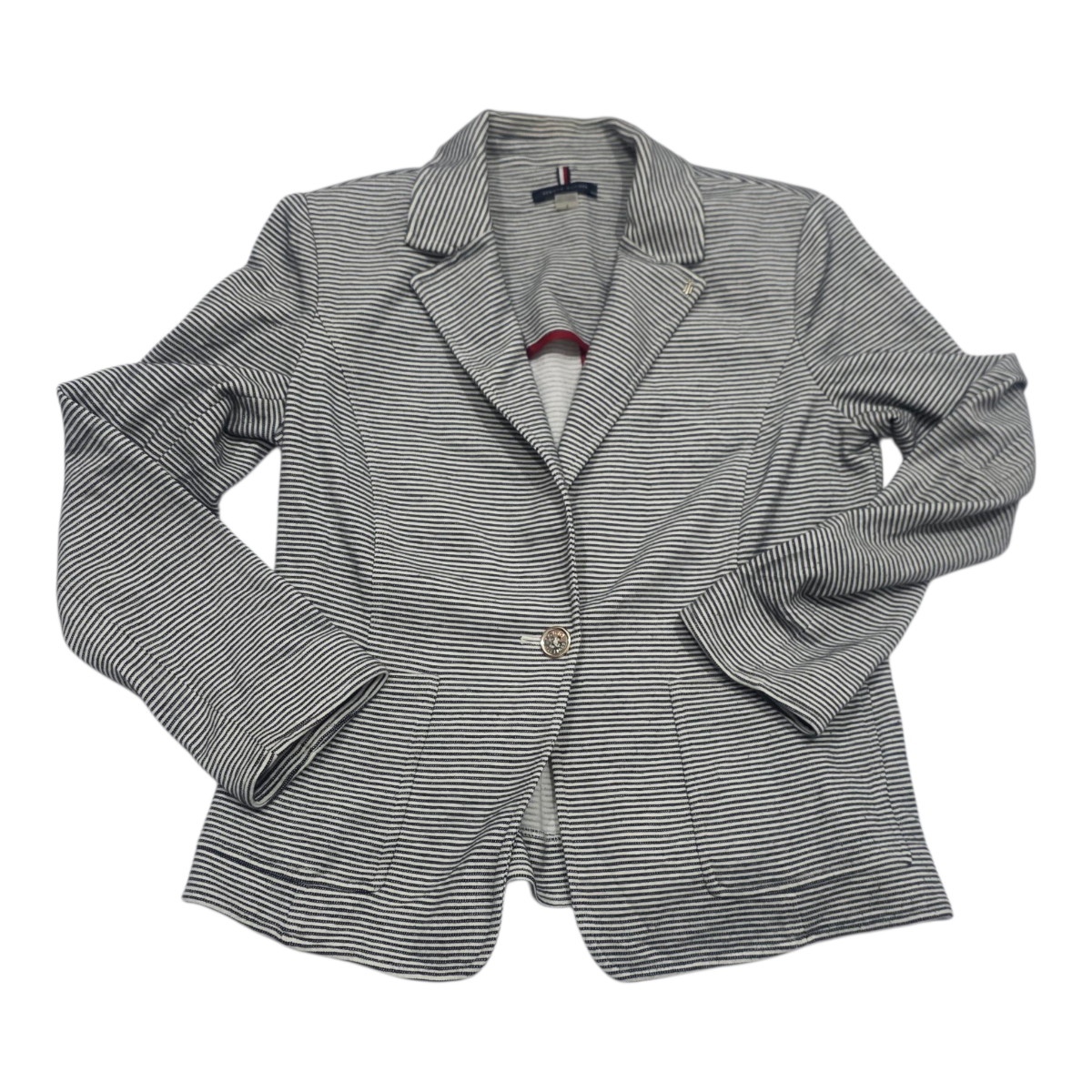 Blazer Tommy Hilfiger De Mujer Talla 8 Gris Con Rayas