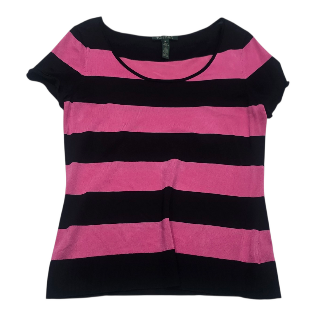 Blusa Ralph Lauren De Mujer Talla Mediana Viscose Rosa/negro