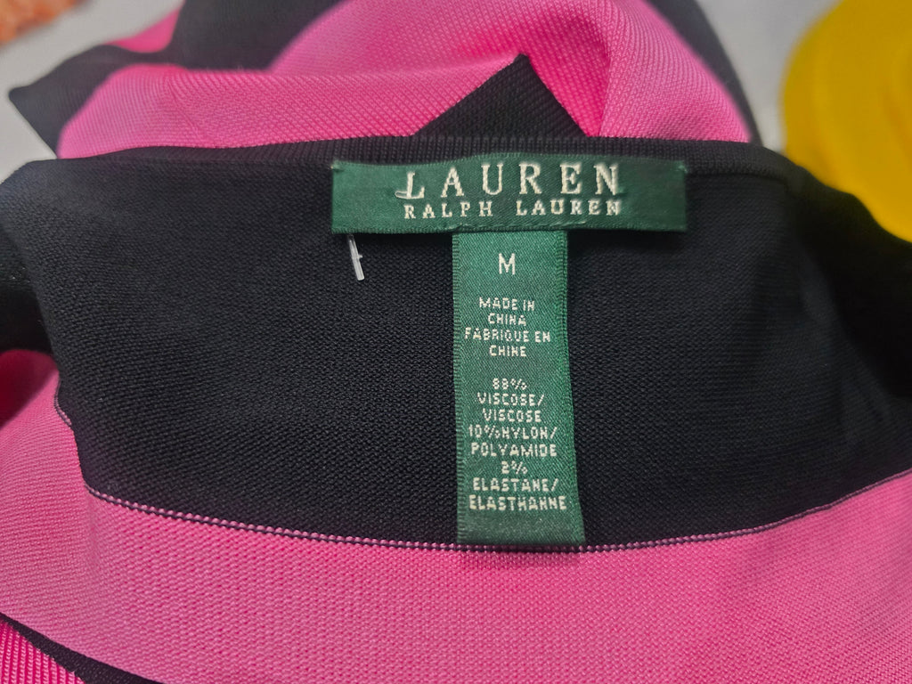 Blusa Ralph Lauren De Mujer Talla Mediana Viscose Rosa/negro