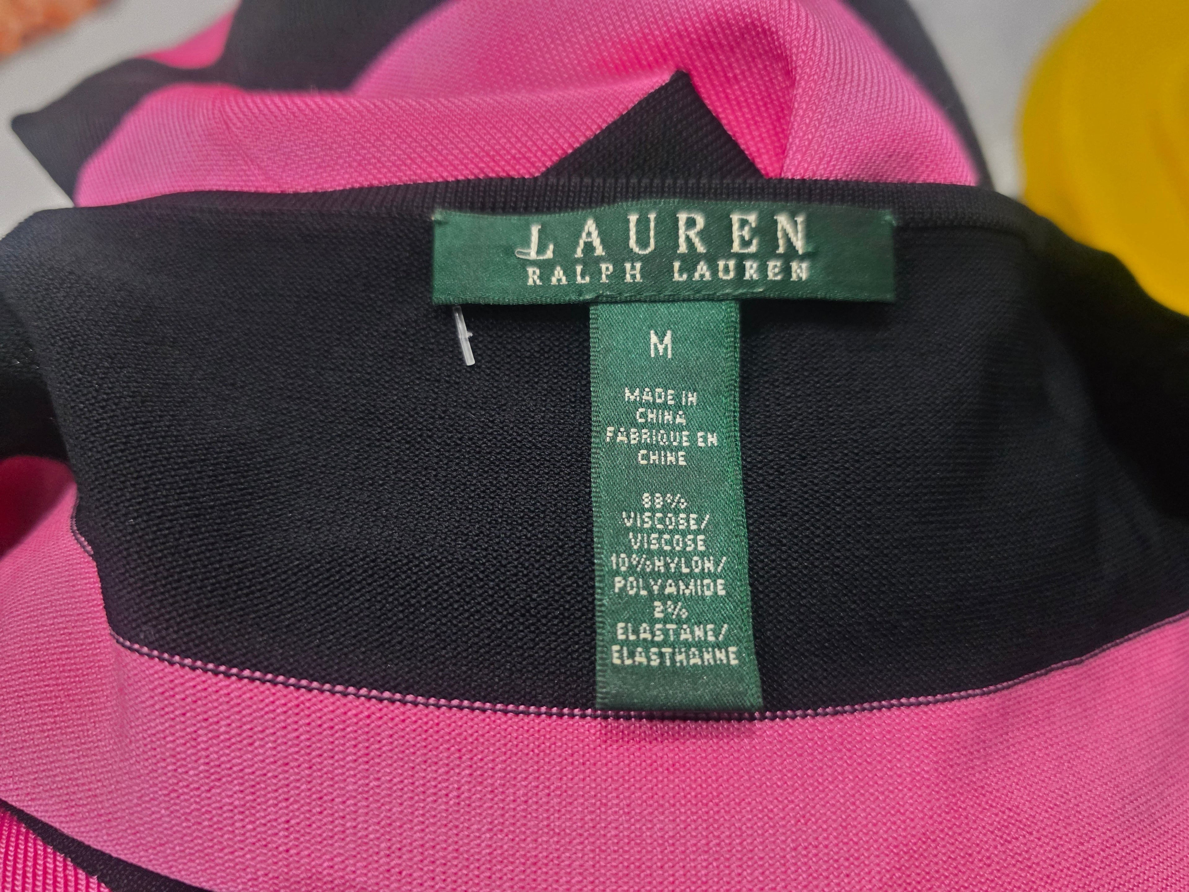 Blusa Ralph Lauren De Mujer Talla Mediana Viscose Rosa/negro