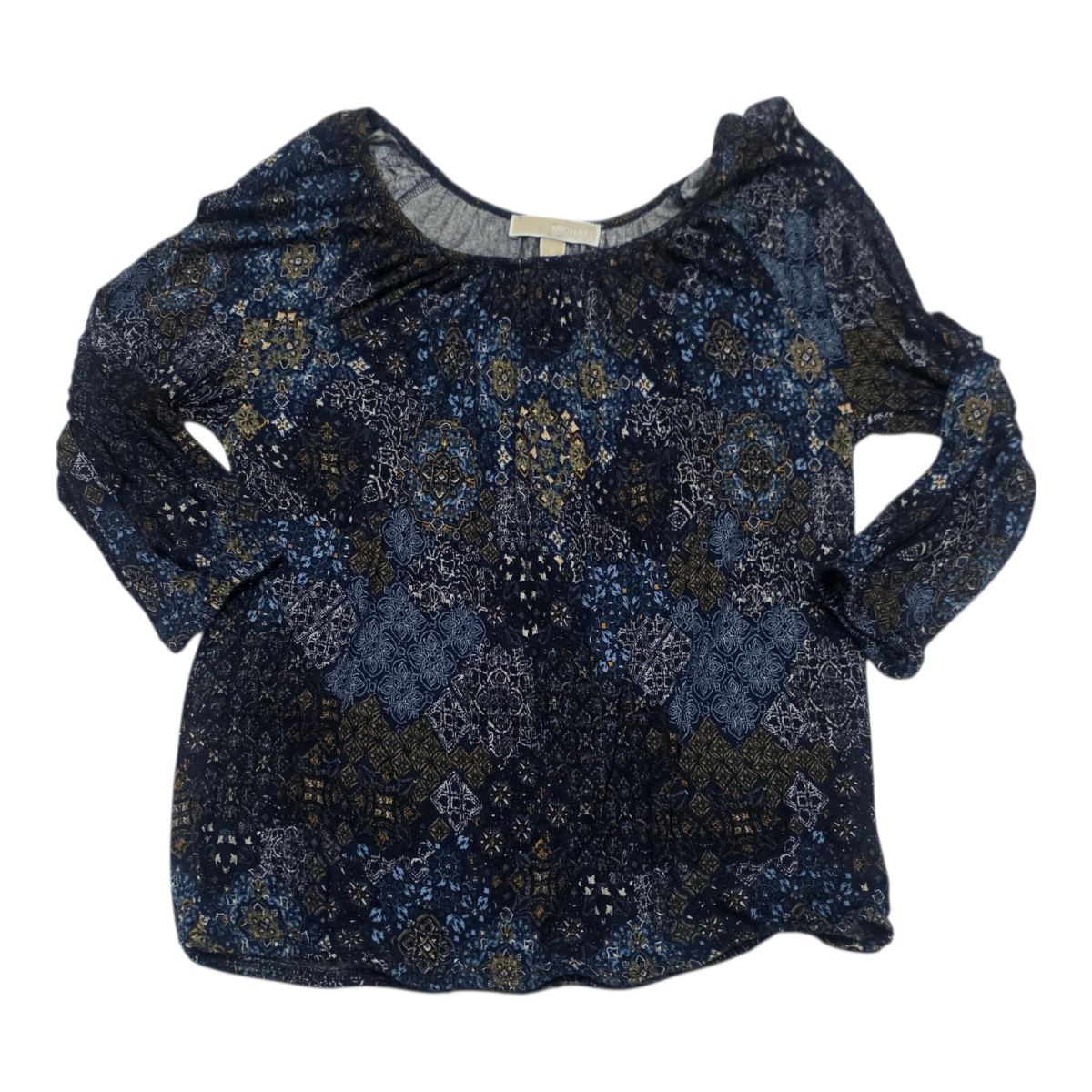 Blusa Michael Kors Mediana Azul/cafe Escote Redondo