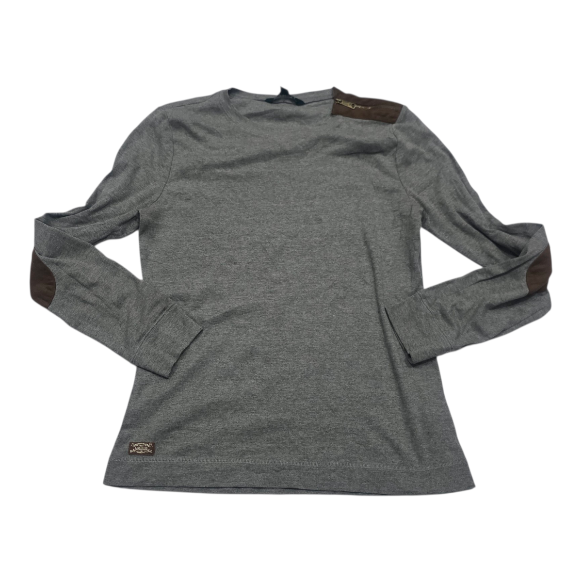 Playera Ralph Lauren De Mujer Gris Con Coderas Café Grande